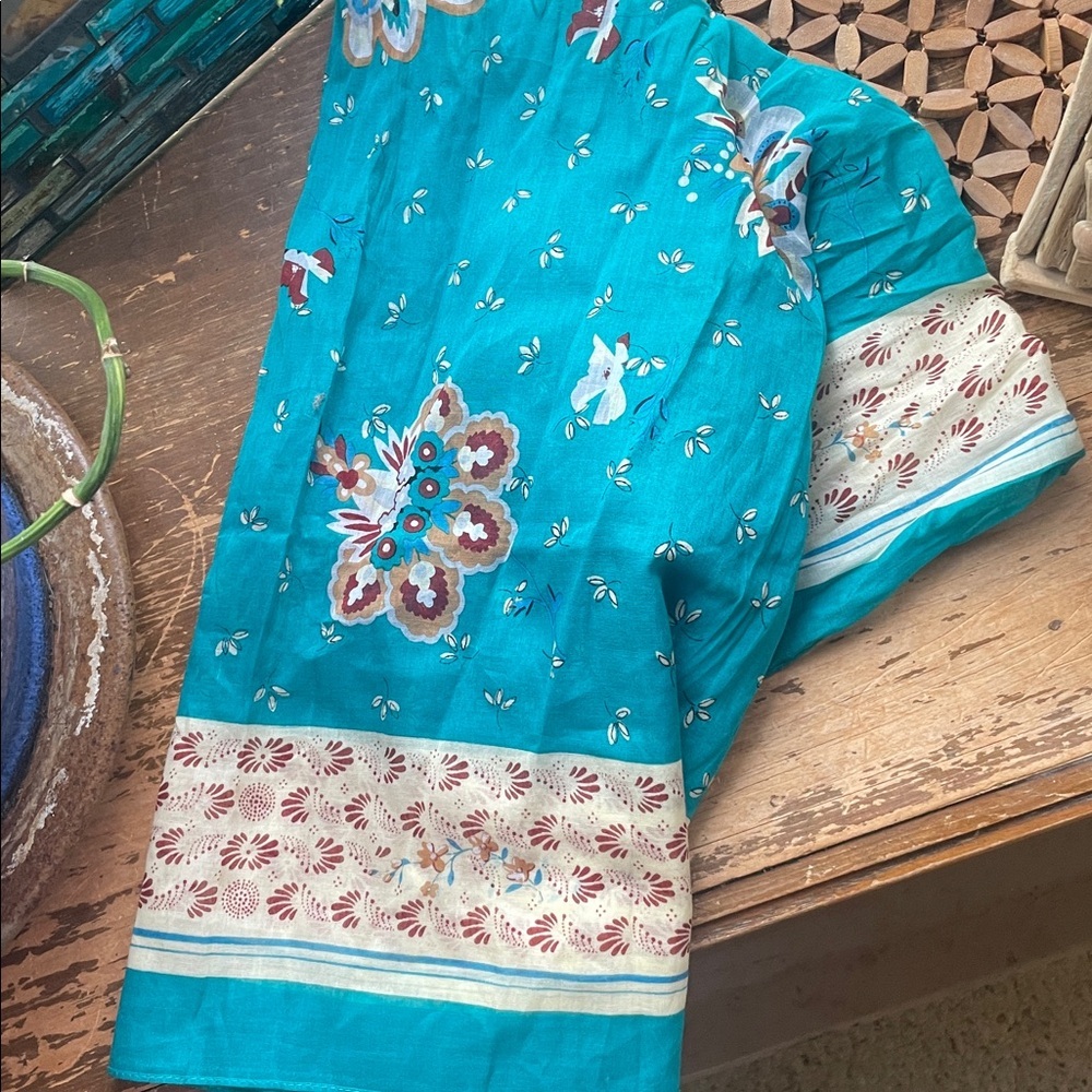 ECHO Turquoise Floral Printed Scarf Hair Wrap